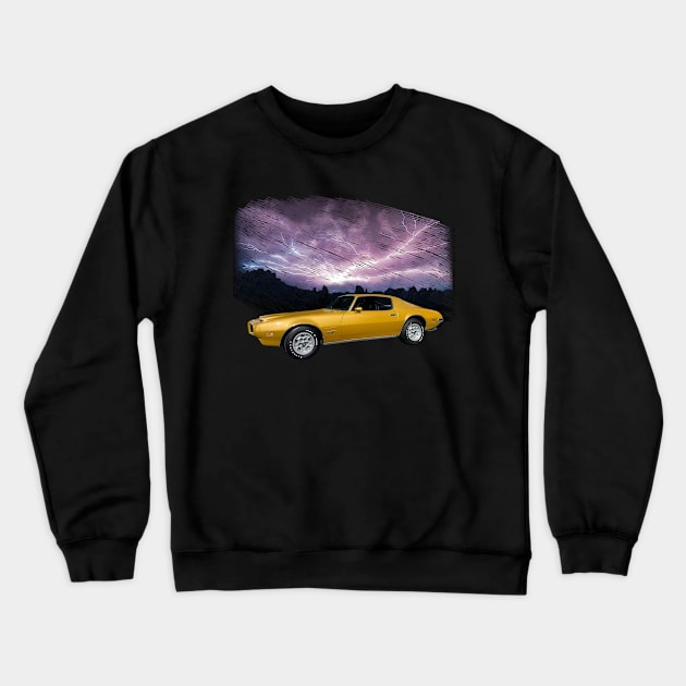 1971 Pontiac Formula Firebird in our lightning series on back Crewneck Sweatshirt by Permages LLC